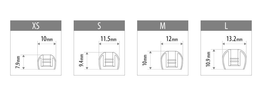 HP-DME イヤーピースは4サイズのラインナップ
