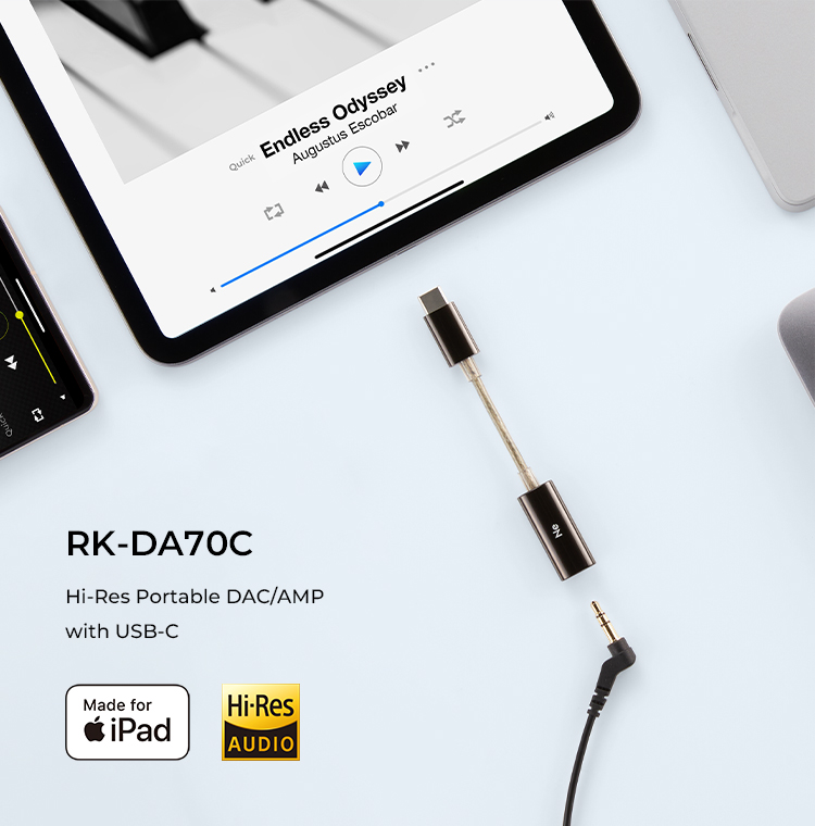 ラディウスDAC RK-DA70C USB-C ポータブルヘッドホンアンプ-